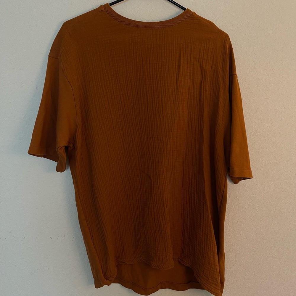 Zara Man Dark Orange Shirt with Texture Size M